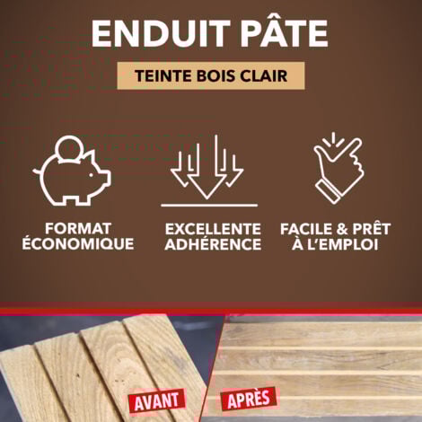 Rebouche bois pour gros trous et fissures Bois clair 2 KG SINTO