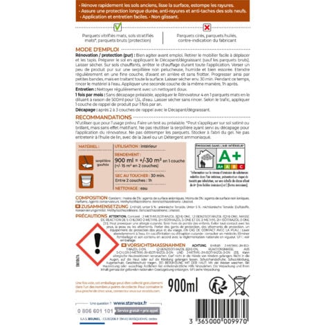 Rénovateur 4 en 1 parquet et stratifiés Mat 900 ml