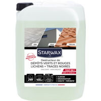 Destructeur Tout en un de dépôts verts, rouges, lichens et traces noires prêt à l'emploi pour toitures, murs et sols extérieurs 10L STARWAX
