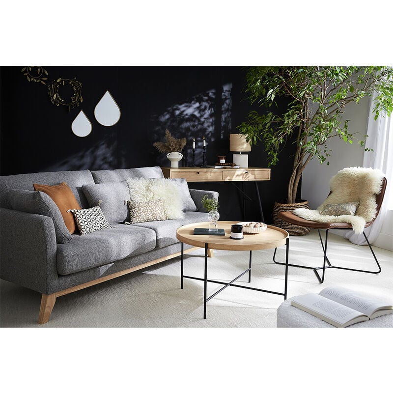 Sofa skandinavisch 3 Plätze Bezug OSLO Rosa abnhembar