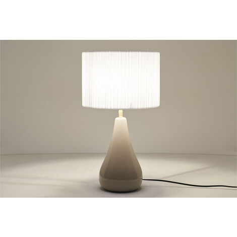 ONLI Tischlampe Gold – Satinierter Metallfuß & Weißer Stoffschirm, 6W E14, Höhe 25,5 Cm