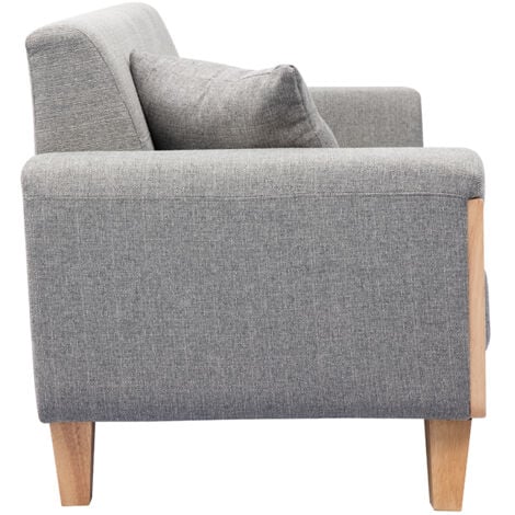 Design-Sofa 3 Plätze Hellgrau Holzbeine FJORD