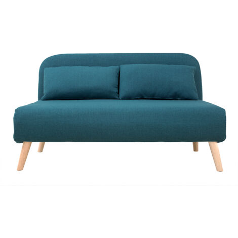 Wandelbare 2-Sitzer-Bank aus enteblauem Stoff AMIKO