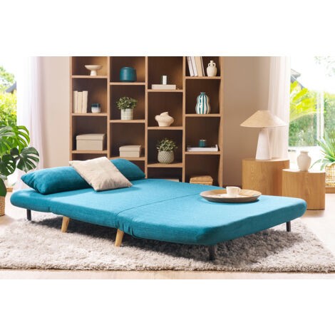 Wandelbare 2-Sitzer-Bank aus enteblauem Stoff AMIKO
