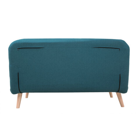 Wandelbare 2-Sitzer-Bank aus enteblauem Stoff AMIKO