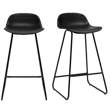 Design-Barhocker schwarz H65 cm (2er-Satz) ELLA