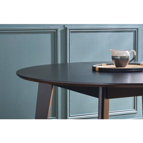 Design-Esstisch rund ausziehbar Schwarz L120-150 LEENA