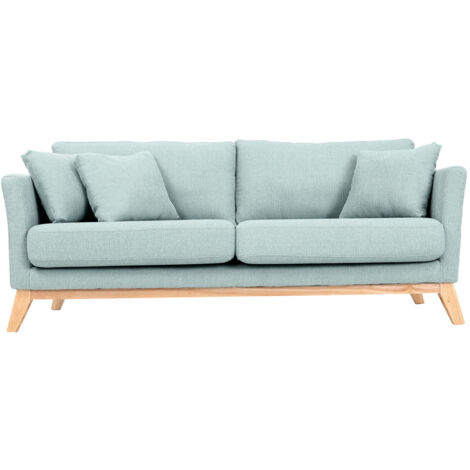 Sofa skandinavisch 3 Plätze Hellblau Holzbeine OSLO