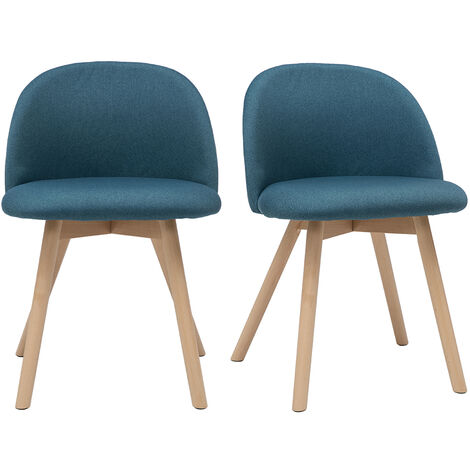 Skandinavische Stühle mit entenblauem Stoff und massivem Buchenholz