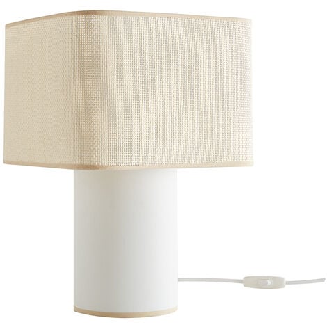 BRILLIANT Lampe Nori Tischleuchte natur/weiß 1x A60, E27, 40W, g.f.  Normallampen n. ent. Mit Schnurzwischenschalter Für LED-Leuchtmittel  geeignet