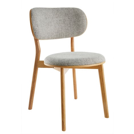 Skandinavische Stühle aus hellem Holz und grauem Stoff (2erSet) FAUVETTE