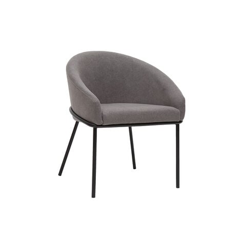 Stuhl mit armlehnen 2er-Set - Stoff & schwarzes Metall - Grau - GELENON