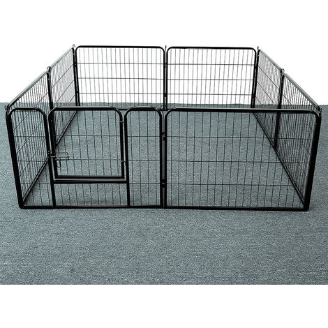 BATHRINS®Clôture pour animaux de compagnie, 8 portes pliantes, réglables et mobiles,noir