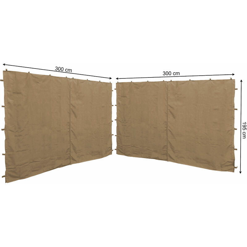 2 Paneles Laterales con cremallera 300x195cm para pabellones 3x3m beige 1001