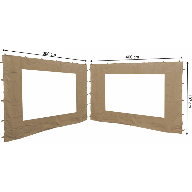 2 Paneles Laterales con ventana pe 300 400x195cm beige para gazebo 3x4m