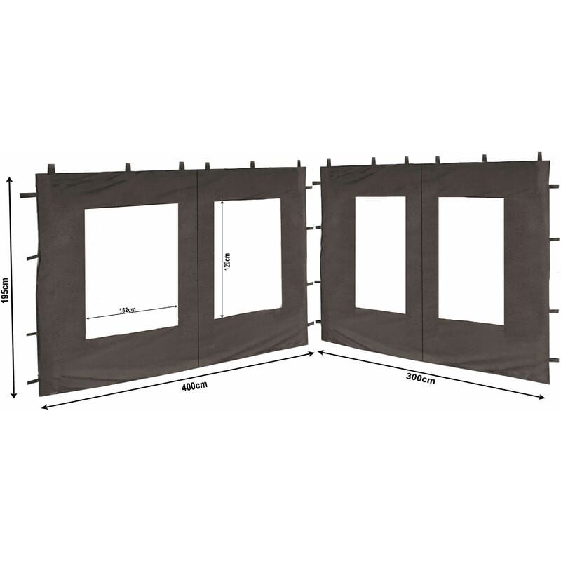 Quick Star 2 paneles laterales de pe con ventana 300x195cm 400x195cm para 3x4m 7012