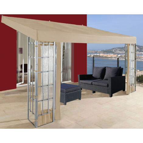 Rank Anbau 3x4m Sand Anbaupavillon Terrassendach (1/5)