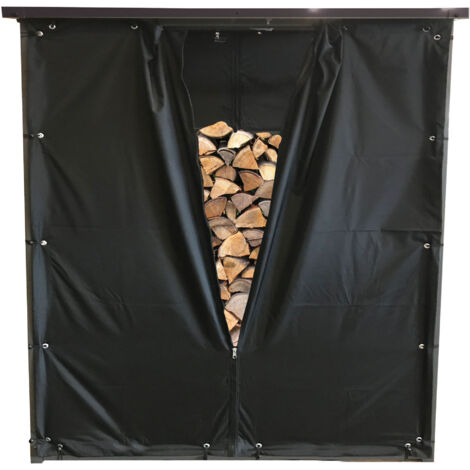 Wetterschutz Set Front und Rückwand für Kaminholzunterstand XXL 185x70x185cm PVC Schwarz