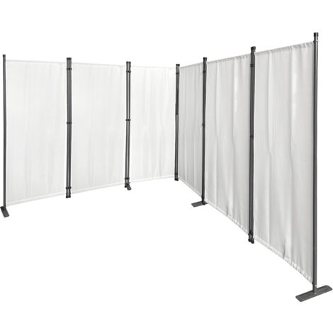 Paravent 6 Teilig 340x165cm Stoff Raumteiler Trennwand Balkon Sichtschutz Stellwand Faltbar Weiß