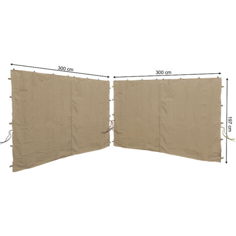 2 Seitenteile mit RV 300x195cm für Pavillons 3x3m Seitenwand Beige RAL 1001