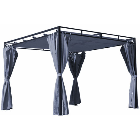 Ersatzdach Flachdach Pergola Firenze 3x3 Meter Grau Pavillon Ersatzbezug