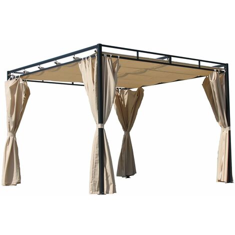 Ersatzdach für Flachdach Pergola Firenze 3x3m Pergoladach Bezug Sand