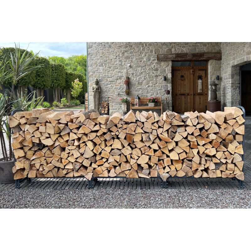 Portalegna Da Esterno ML-Design Con Copertura - 200x25x115 Cm, Acciaio Antracite, Capacità 0,8 M³, Resistente Alle Intemperie