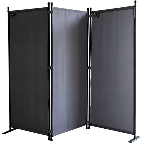 Paravent 3 Teilig 170 x 165 cm Stoff Raumteiler Trennwand Balkon Sichtschutz Stellwand Faltbar Grau