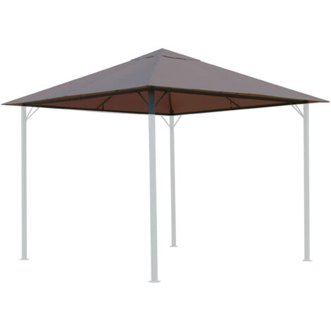 Ersatzdach für Garten Pavillon 3x3m Taupe / Beigegrau RAL 7006 Pavillondach Ersatzbezug