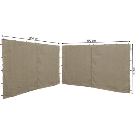 2 Seitenteile mit RV 300/400x195cm für Pavillon 3x4m Seitenwand Beige RAL 1001