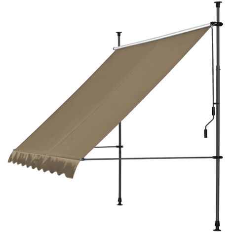 Klemmmarkise 250x130cm Beige Balkonmarkise Sonnenschutz Terrassenüberdachung Höhenverstellbar von 200-290cm Markise Balkon ohne Bohren (1/5)