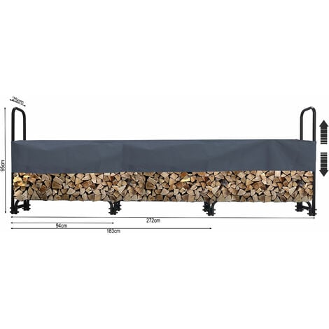 Scaffale Per Legna Da Ardere In Metallo - 185x70x185cm, Capienza 2.3m&sup3;, Colore Antracite