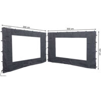 2 Seitenteile mit PE Fenster 300x197cm für Rank Pavillon 3x3m Seitenwand Anthrazit RAL 7012