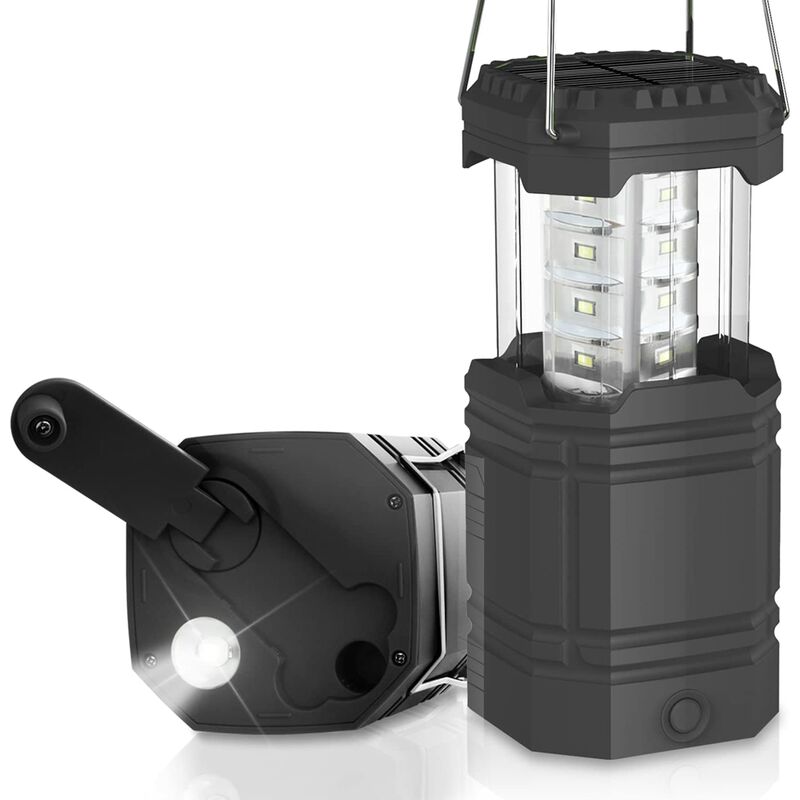Torche LED Rechargeable Torche Lanterne USB Portable Lampe de Poche Solaire extérieur Camping Randonnée Searchlight 