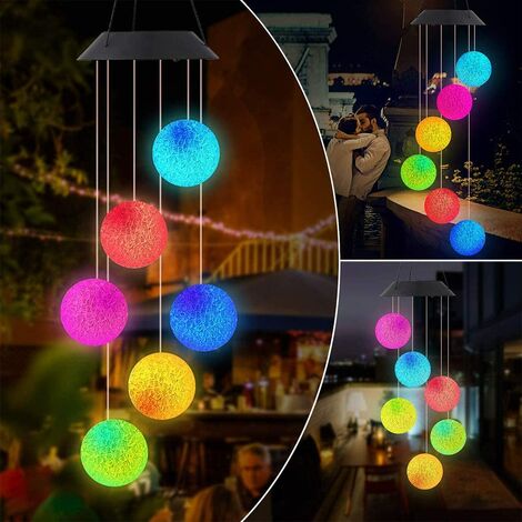Lumière automatique de jardin Éclairage extérieur pour la maison et les fêtes Carillon éolien Changement de couleur 6 lanternes LZDseller01 Carillons éoliens à LED solaire Étanche