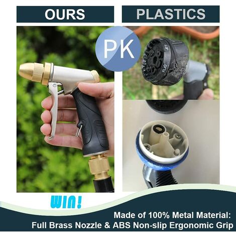 robuste et durable Structure 100% métallique composée de buse en laiton et de corps en alliage de zinc ESOW Pistolet d‘arrosage en 100% métal lourd pour le jardin et le lavage de voitures 