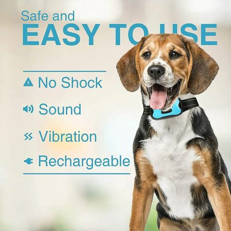 Collier Anti-aboiement Chien Rechargeable Automatique Collier de Dressage avec Son/Vibration sans Choc 7 Niveaux de Sensibilité pour Chiens de Taille Moyenne - Bleu