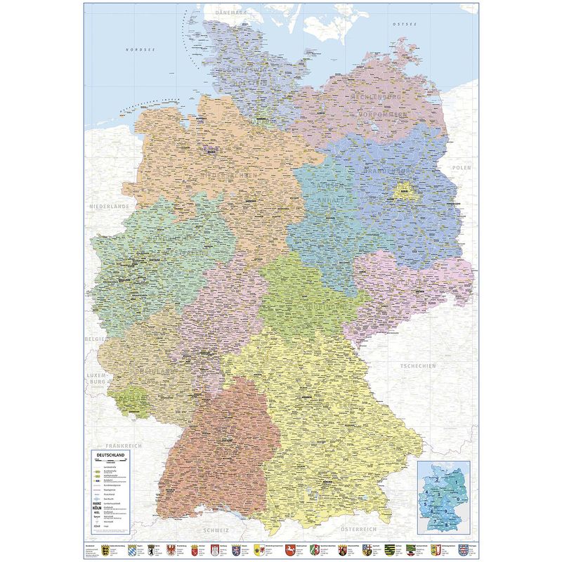 Deutschland 16 Bundesländer Flagge 60x90cm Premium Querformat