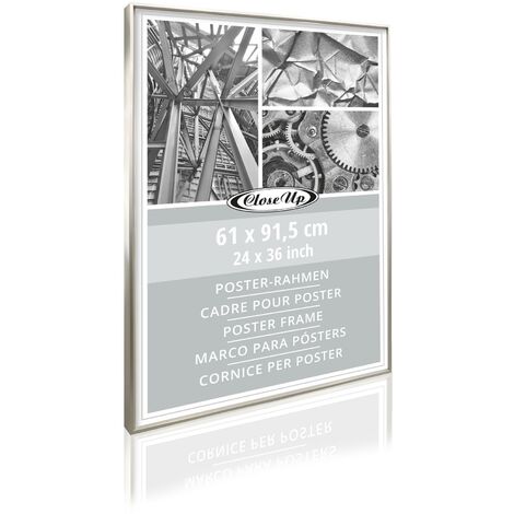 Posterrahmen 61 x 91,5 cm Aluminium silber Aluminiumleiste (Leistenbreite  10 mm), Plexiglasscheibe (unzerbrechlich)
