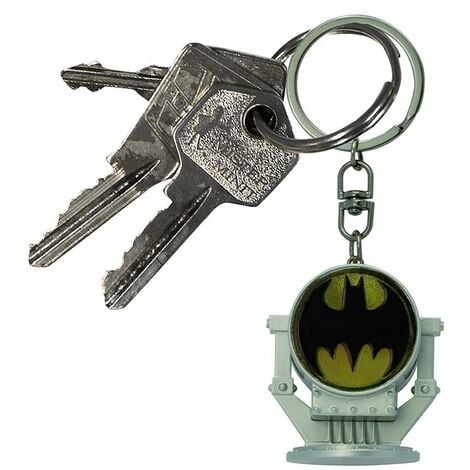 DC Comics Batman 3D Bat-Signal Schlüsselanhänger mit Licht schwarz/gelb,  aus Kunststoff, mit Metallschlüsselring.