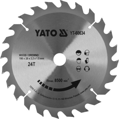 YATO Kreissägeblatt - 24T Umfang - Durchmesser - 20mm 190mm