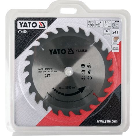 24T - - Umfang Durchmesser YATO - 190mm 20mm Kreissägeblatt