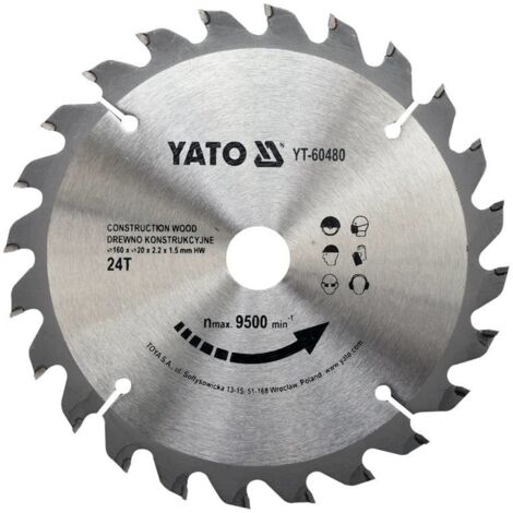 YATO Kreissägeblatt Ø160 mm - 24T - Innendurchmesser 20 mm
