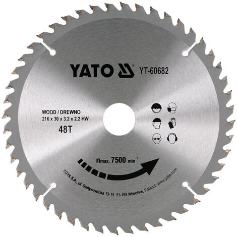 YATO Kreissägeblatt Ø216 mm - Innendurchmesser - 30 48T - mm