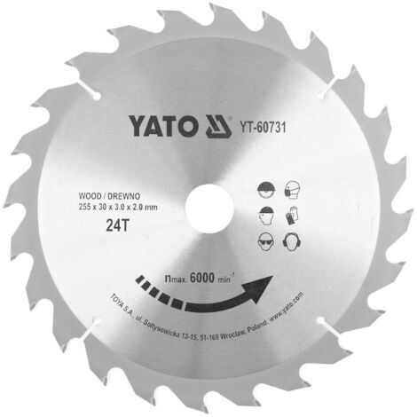 YATO Kreissägeblatt 30 - 24T - mm mm Ø255 Innendurchmesser