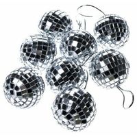 Christmas 18 x Silver Mirror Disco Ball Baubles Tree Ornament Small Medium Large