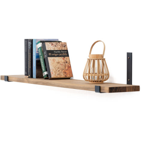 Estante Bristol L180x20x3 cm en madera maciza de pino estilo industrial (1/5)