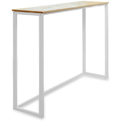 Mesa Alta 118x30x110cm iCub ECO Line Blanca en madera maciza de pino acabado Natural estilo nordico industrial Box Furniture (1/5)
