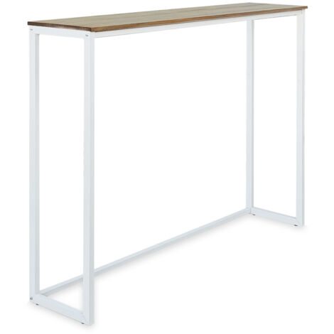 Mesa alta 118x30x110cm blanca – Madera maciza de pino envejecido – Estilo industrial – Superficie plana para decoración y trabajo – Box Furniture (1/5)