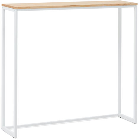 Consola Recibidor iCub Eco-Line 78x30x80cm Blanca en madera maciza de pino acabado natural estilo nórdico Industrial Box Furniture (1/5)